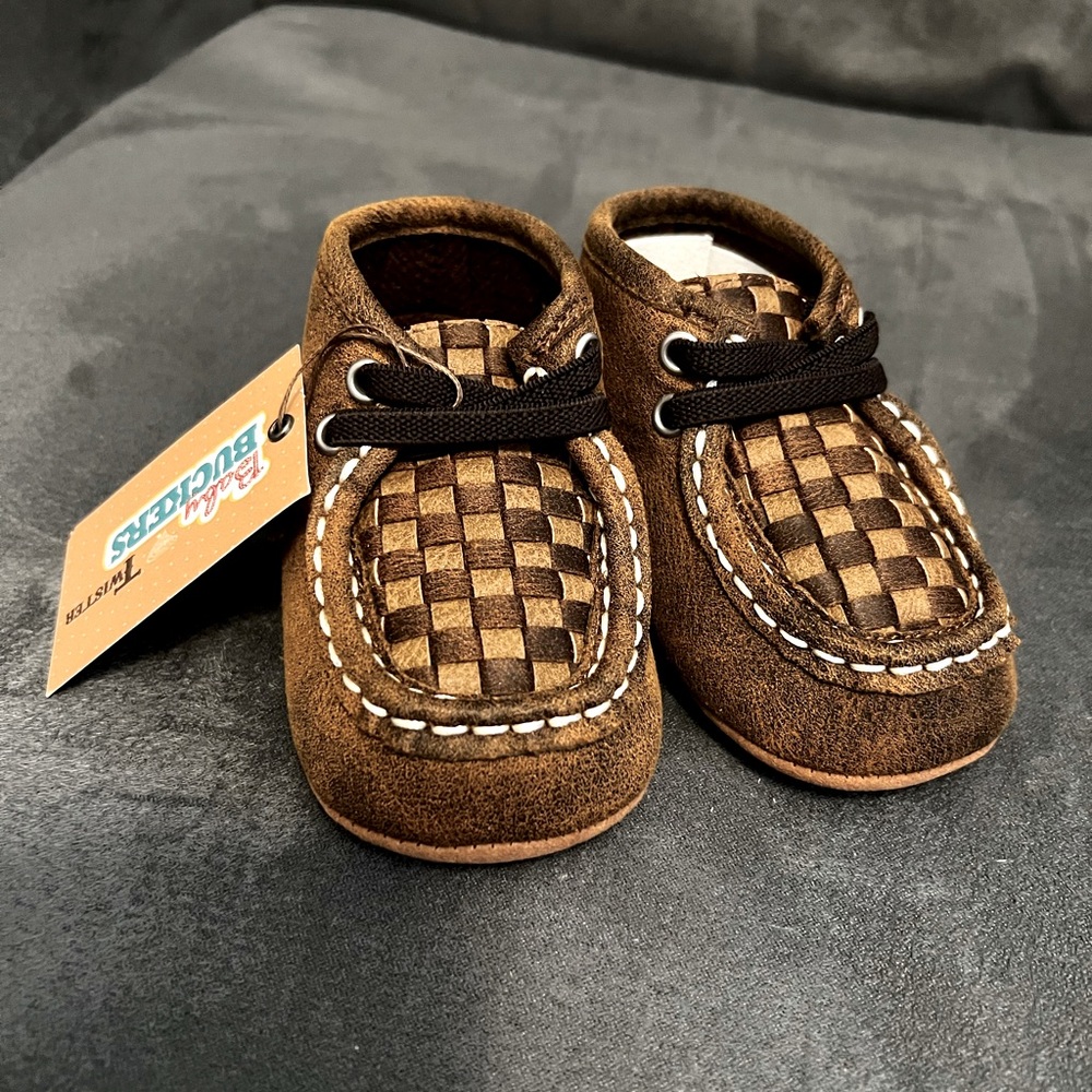 Twister Buckers Infant Baby Brown with Tan Patchwork Chukka Moc Casual Shoe